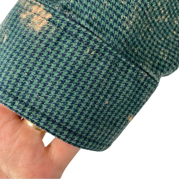 Handmade Boho Flannel Shirt Womens Medium Large Stencil Bleached Houndstooth - Picture 9 of 13